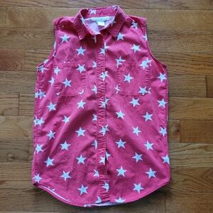 The Limited Red Star Button-Front Sleeveless Top